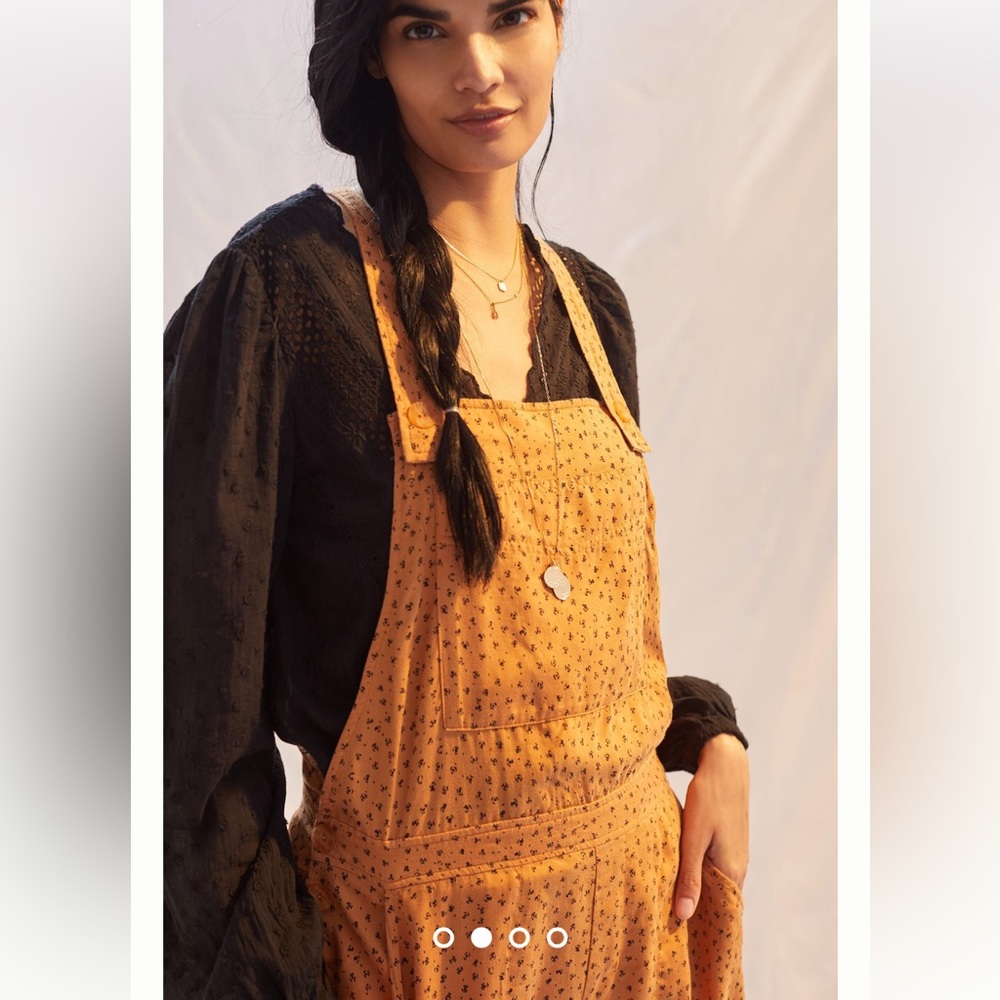 NWOT Anthropologie Cloth & Stone Everyday Overalls in Orange, L